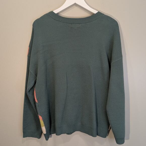 Originality Mushroom Rainbow Floral Sweater Bold Whimsical Style - Size M - Picture 2 of 7